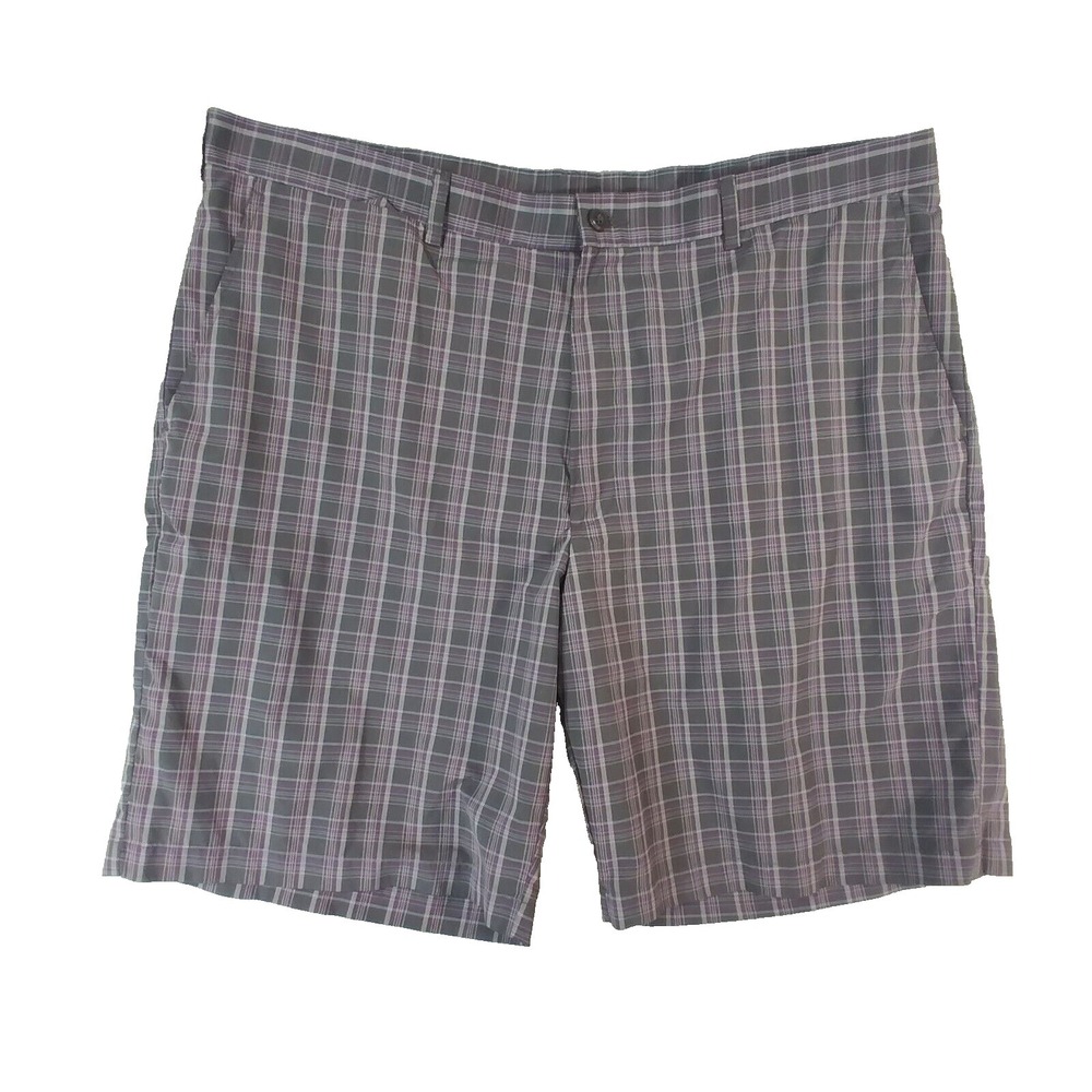Ben Hogan golf shorts men's 42 x 10 gray plaid lightweight Dri-Fit microfiber